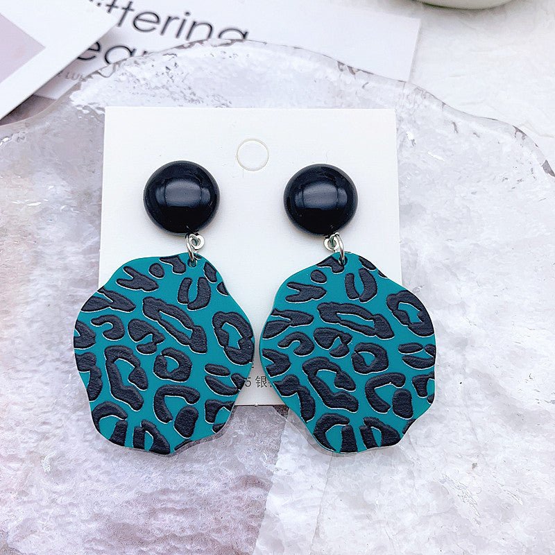 Acrylic Resin Leaf Floral Heart Embossed Print Earrings-Jewearrings