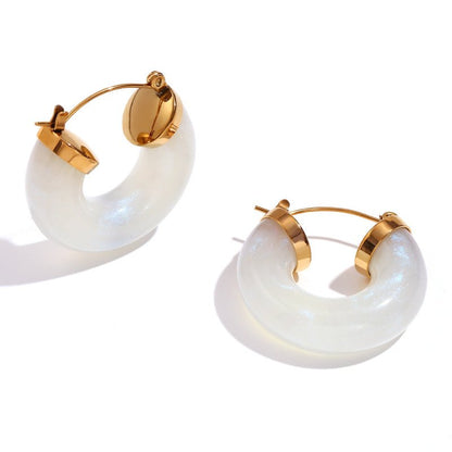 Acrylic Ring Tube C- Shaped Earrings Female-Jewearrings