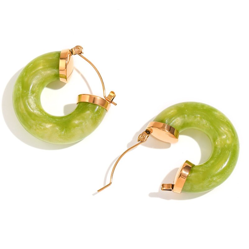 Acrylic Ring Tube C- Shaped Earrings Female-Jewearrings