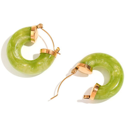 Acrylic Ring Tube C- Shaped Earrings Female-Jewearrings