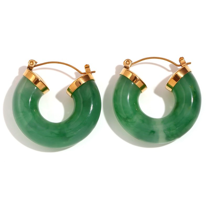 Acrylic Ring Tube C- Shaped Earrings Female-Jewearrings