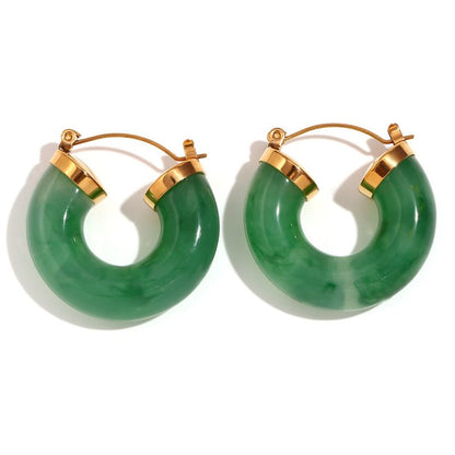 Acrylic Ring Tube C- Shaped Earrings Female-Jewearrings