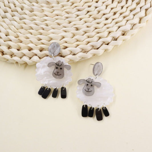 Acrylic Sheep Earrings Funny Animal Jewelry-Jewearrings