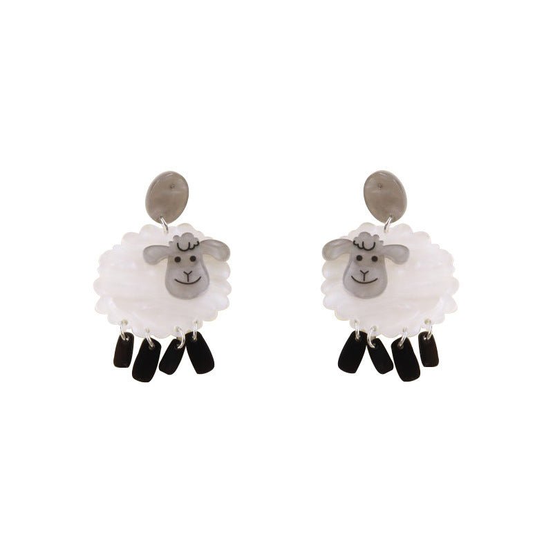 Acrylic Sheep Earrings Funny Animal Jewelry-Jewearrings