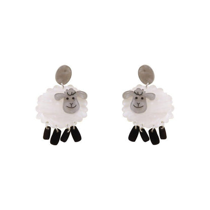 Acrylic Sheep Earrings Funny Animal Jewelry-Jewearrings