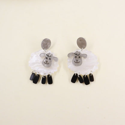 Acrylic Sheep Earrings Funny Animal Jewelry-Jewearrings