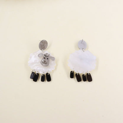 Acrylic Sheep Earrings Funny Animal Jewelry-Jewearrings