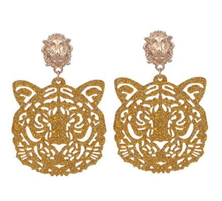 Acrylic Sheet Earrings Fashion Tiger Head Pendant-Jewearrings