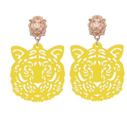 Acrylic Sheet Earrings Fashion Tiger Head Pendant-Jewearrings