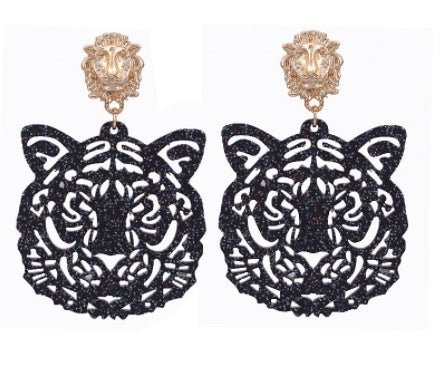 Acrylic Sheet Earrings Fashion Tiger Head Pendant-Jewearrings