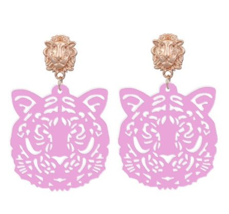 Acrylic Sheet Earrings Fashion Tiger Head Pendant-Jewearrings