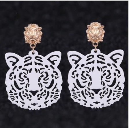 Acrylic Sheet Earrings Fashion Tiger Head Pendant-Jewearrings