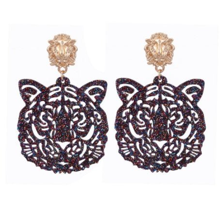 Acrylic Sheet Earrings Fashion Tiger Head Pendant-Jewearrings