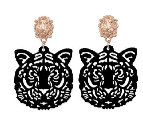 Acrylic Sheet Earrings Fashion Tiger Head Pendant-Jewearrings