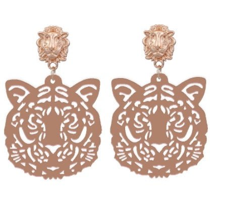 Acrylic Sheet Earrings Fashion Tiger Head Pendant-Jewearrings