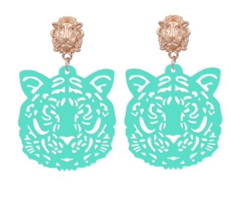 Acrylic Sheet Earrings Fashion Tiger Head Pendant-Jewearrings