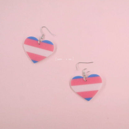 Acrylic Sweet Love Against Color Striped Ear Accessories Girl Heart Small Fresh Earrings-Jewearrings