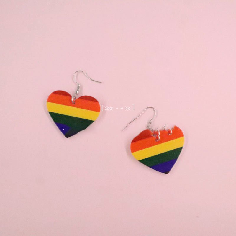 Acrylic Sweet Love Against Color Striped Ear Accessories Girl Heart Small Fresh Earrings-Jewearrings