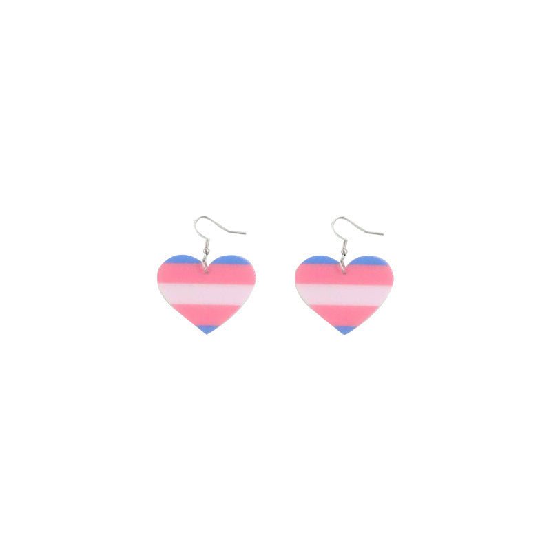 Acrylic Sweet Love Against Color Striped Ear Accessories Girl Heart Small Fresh Earrings-Jewearrings