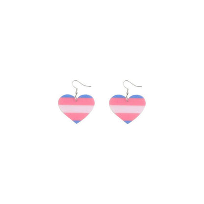 Acrylic Sweet Love Against Color Striped Ear Accessories Girl Heart Small Fresh Earrings-Jewearrings