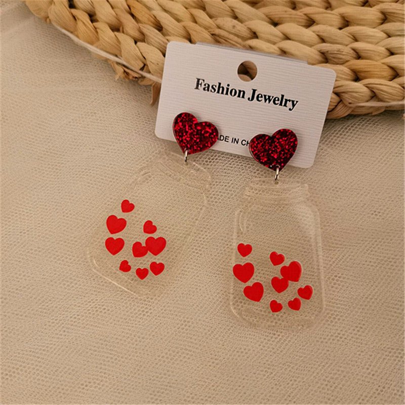 Acrylic Transparent Bottle Earrings Love-Jewearrings