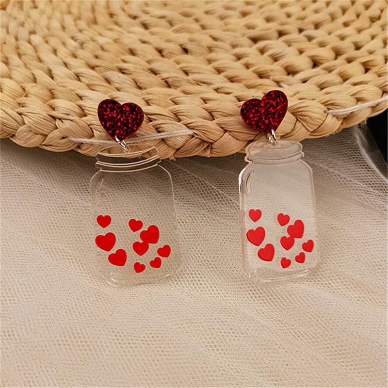 Acrylic Transparent Bottle Earrings Love-Jewearrings