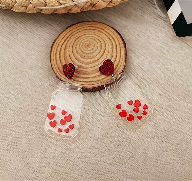 Acrylic Transparent Bottle Earrings Love-Jewearrings