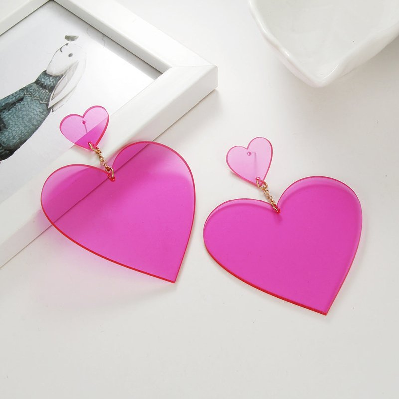 Acrylic Transparent Personality Peach Heart Love Earrings-Jewearrings