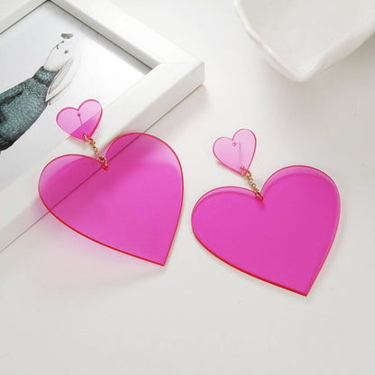 Acrylic Transparent Personality Peach Heart Love Earrings-Jewearrings