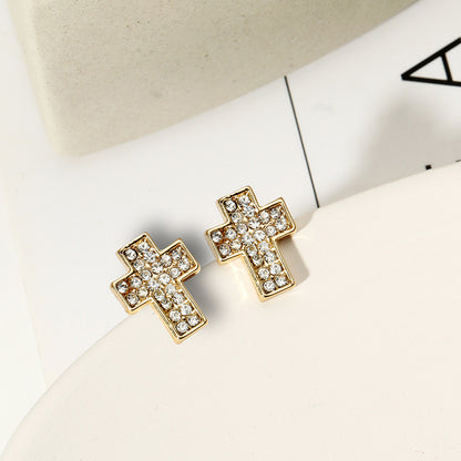 Silver Cross Gentleman's Stud Earrings Petite Mini-Jewearrings