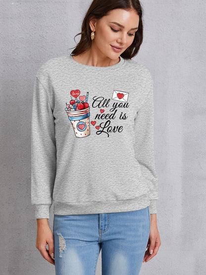 ALL YOU NEED IS LOVE Round Neck Sweatshirt-Jewearrings