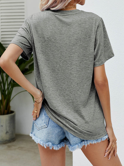 Graphic Round Neck Short Sleeve Tee-Jewearrings