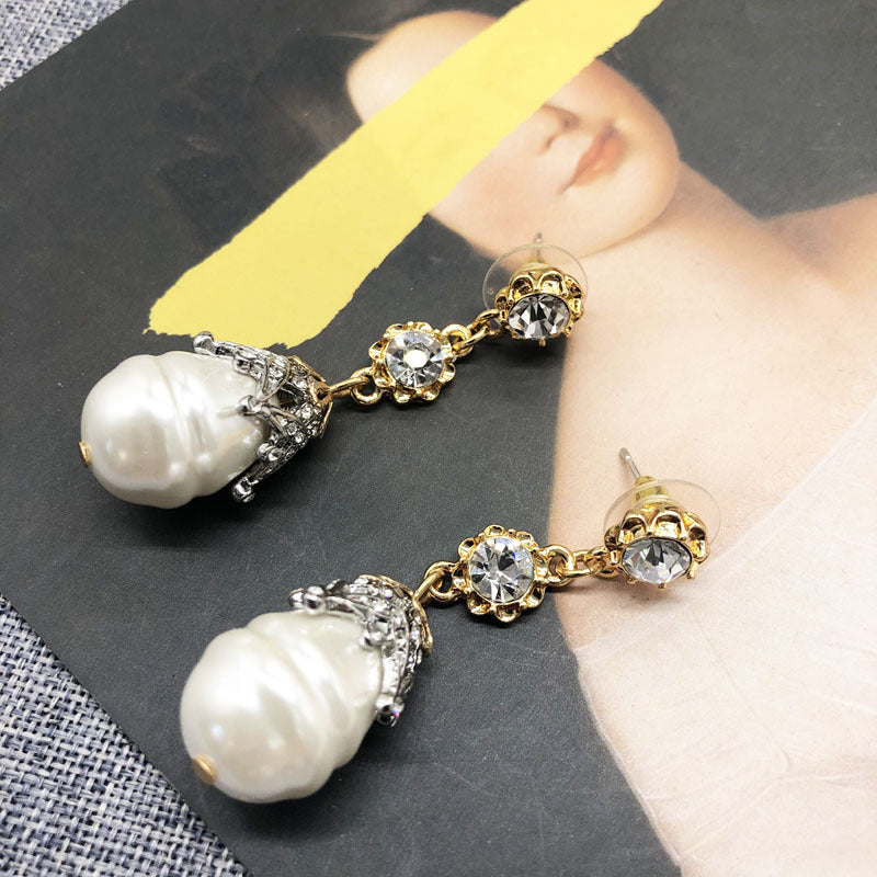 White Pearl Earrings Earrings Retro Drop Earrings-Jewearrings