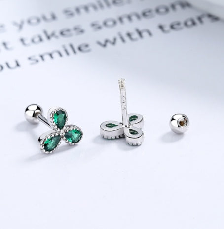 Twisted Clover Screw Stud Earrings Women's 925 Sterling Silver-Jewearrings