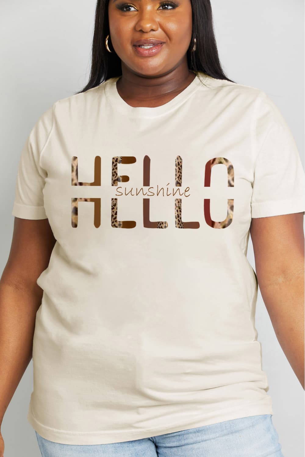 Simply Love Full Size HELLO SUNSHINE Graphic Cotton Tee-Jewearrings