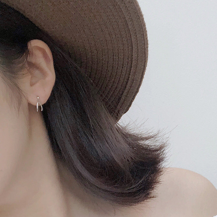 Simple And U-shaped Ear Acupuncture Temperament Silver Earrings-Jewearrings