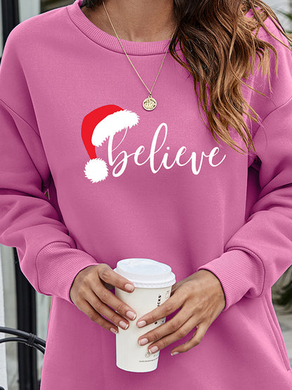 BELIEVE Graphic Tunic Sweatshirt-Jewearrings