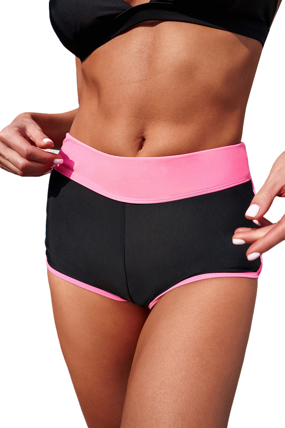 Full Size Two-Tone Contrast Swim Bottoms-Jewearrings