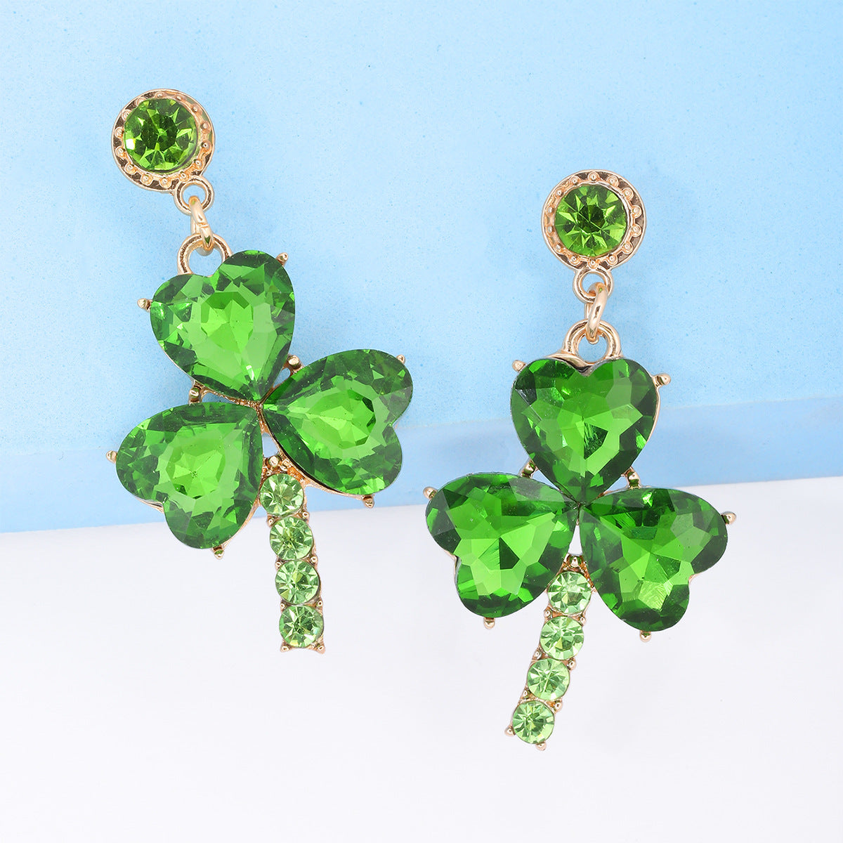 Women's Fashion Green Eardrops Stud Earrings-Jewearrings