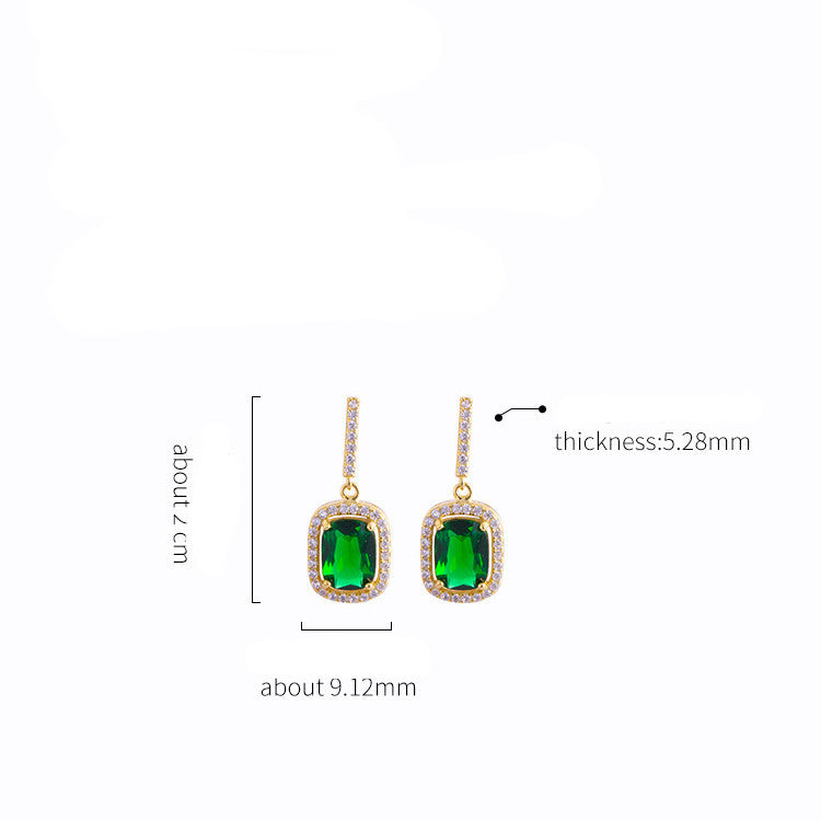 Sterling Silver Petite Emerald Earrings Female Net Red-Jewearrings