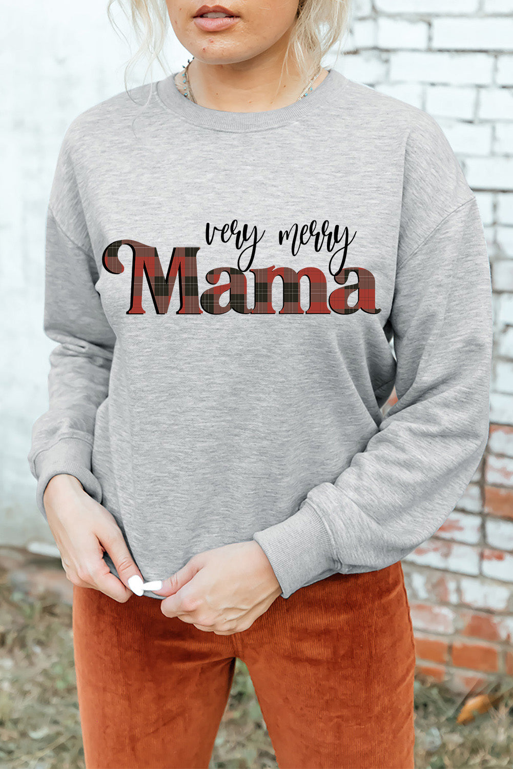 MAMA Round Neck Drop Shoulder Sweatshirt-Jewearrings