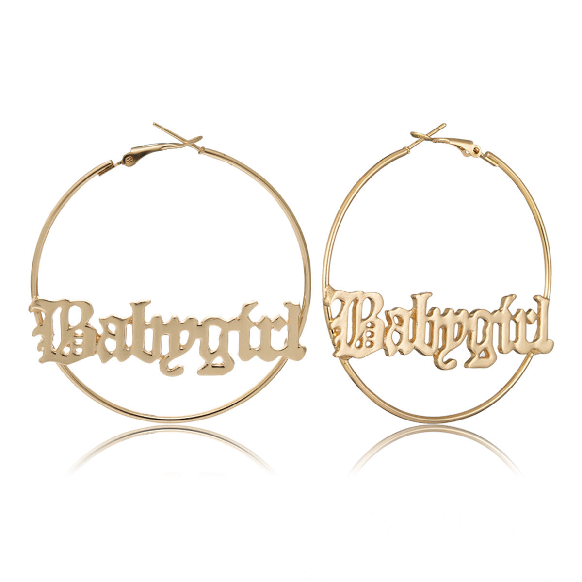 Personalized Generous Circle Geometric Letter Stud Earrings-Jewearrings