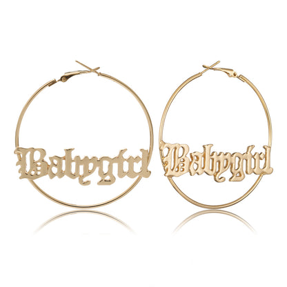 Personalized Generous Circle Geometric Letter Stud Earrings-Jewearrings