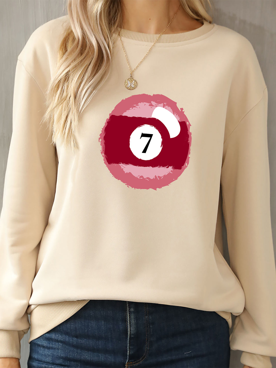 Billiard Graphic Round Neck Sweatshirt-Jewearrings