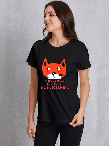 I HEAR YOU I AM JUST NOT LISTENING Round Neck T-Shirt-Jewearrings