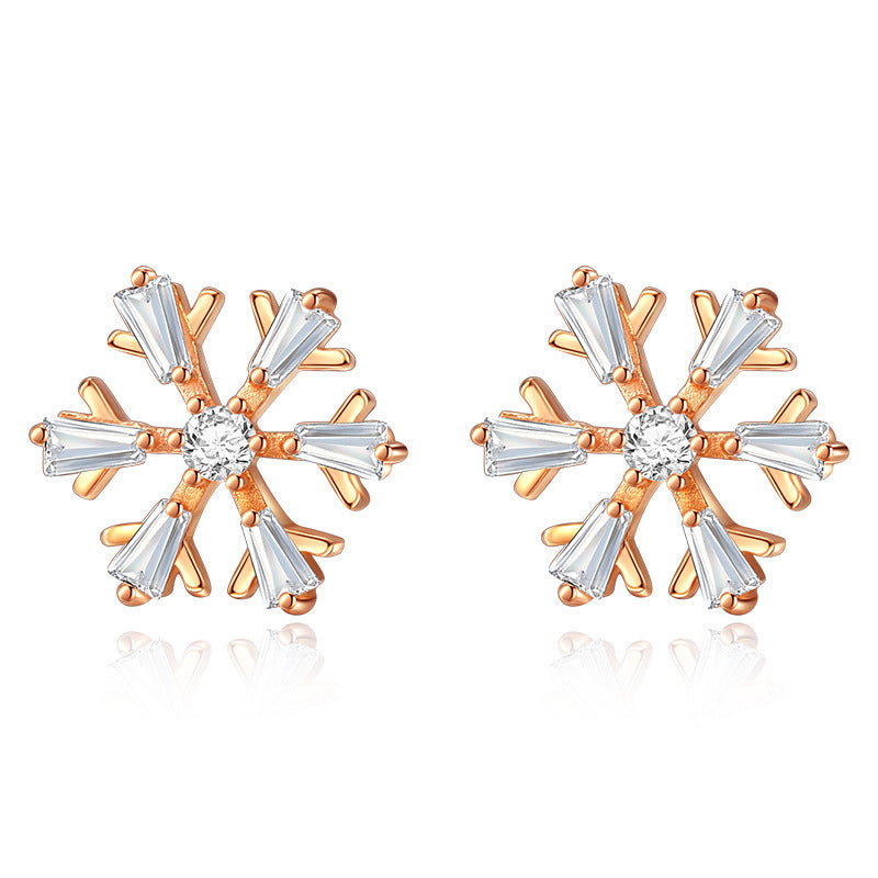 Snowflake Studded Earrings Sterling Silver-Jewearrings