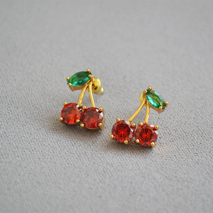 Women's Temperament Wild Cherry-shaped Copper-plated Gold Earrings-Jewearrings