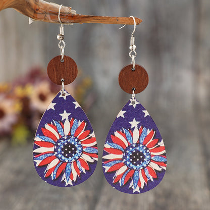 Printed PU Leather Dangle Earrings-Jewearrings