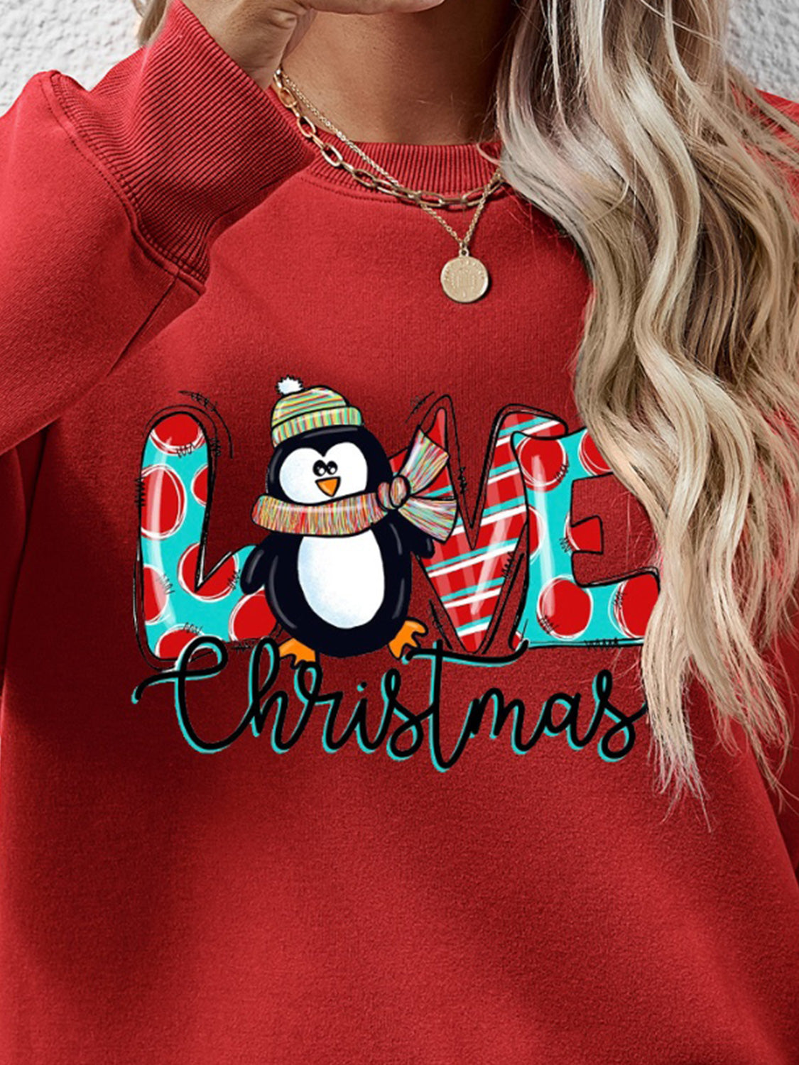 LIVE CHRISTMAS Drop Shoulder Round Neck Sweatshirt-Jewearrings