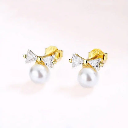 Adorable Pearl Bow Earrings - Cute & Sweet Style-Jewearrings